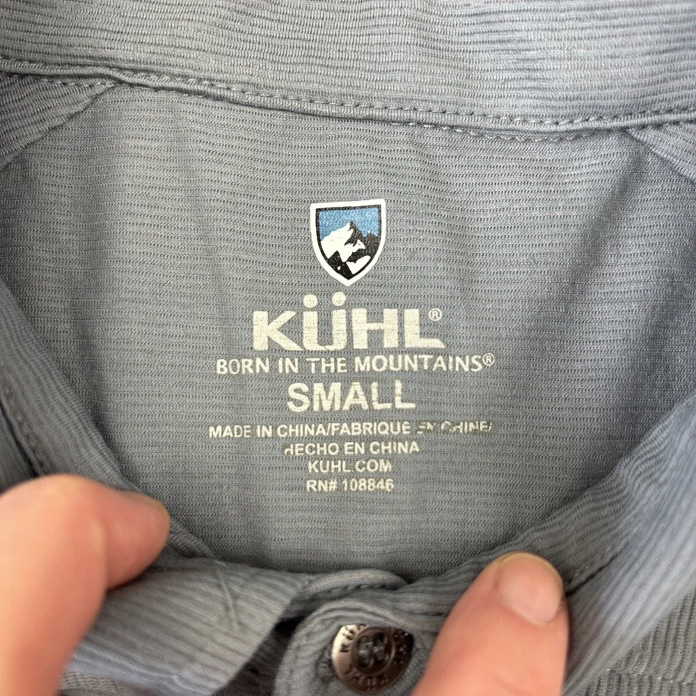 KUHL 'Virtuoso' Mens Polo Shirt Small Gray Wool Blend Performance Hiking Stretch